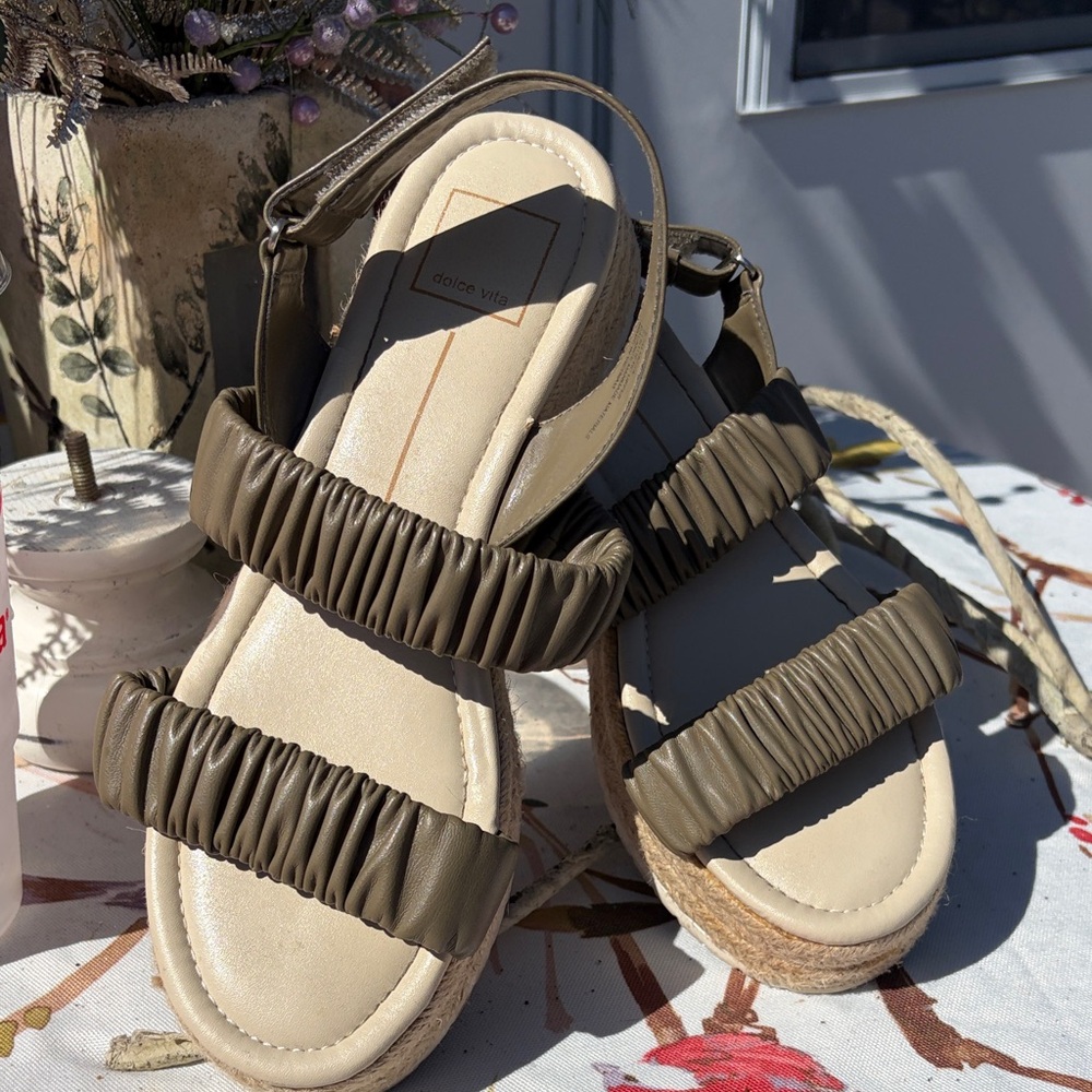 Dolce Vita Olive Ruched Strap Espadrille Sandals